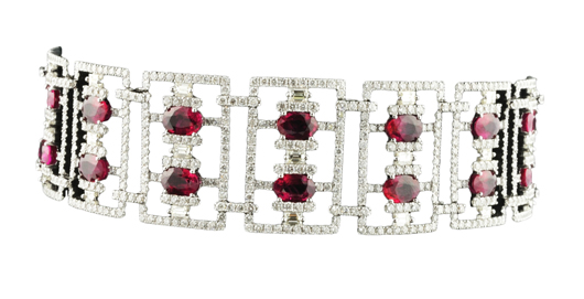 Ruby and diamond bracelet. Estimate: $20,000-$25,000. Image courtesy of Morton Keuhnert Auctioneers & Appraisers.